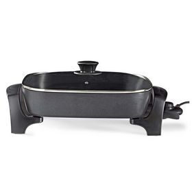 Nedis FCSP110EBK40 - Patelnia elektryczna czarna / 40 cm / Gruby korpus z odlewu aluminiowego