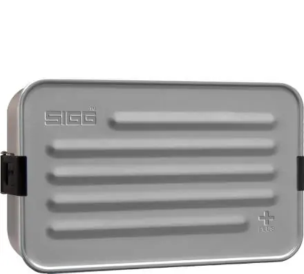SIGG Metal Box PLUS L srebrny / Pudełko na przekąski / Aluminium / 22,9 x 14,5 x 6 cm