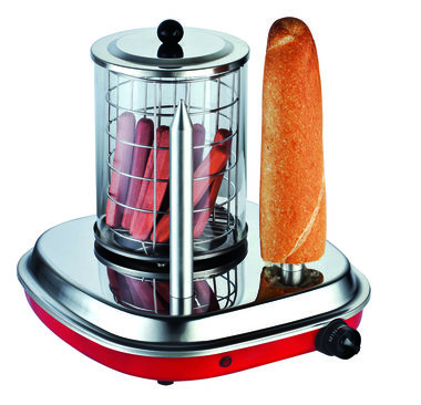 Guzzanti GZ 460 srebrno-czerwony / Urządzenie do robienia hot dogów / 420 W / termostat / 30 - 100°C / 2 metalowe szpikulce do ciasta