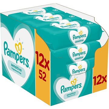 Chusteczki nawilżane Pampers Sensitive Baby Wipes 624 szt. (12x 52 szt.)