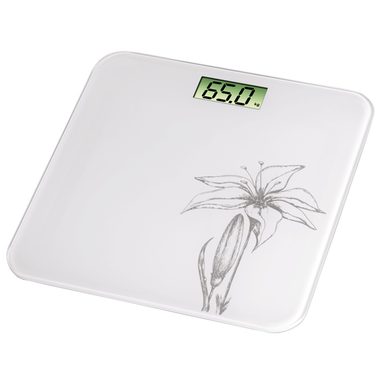 Osobista waga cyfrowa Xavax Liliana biała z lilią / 150 kg