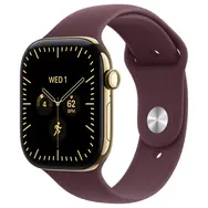 Apple Watch Series 12 GPS+Cellular 42 mm Jasnozłota tytanowa obudowa - bordowo-czerwony pasek sportowy M/L
