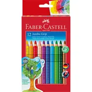 Faber-Castell Jumbo Grip - Kredki trójkątne - 12 szt. + temperówka / zmywalna