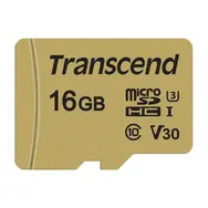 Transcend 500S Micro SDHC 16 GB + adapter / UHS-I / U3 / V30 / R: 95 MB / W: 60 MB
