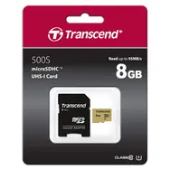 Transcend 500S Micro SDHC 8 GB + adapter / UHS-I / U1 / V30 / R: 95 MB / W: 60 MB