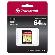 Transcend 500S SDXC 64 GB / UHS-I / U3 / V30 / R: 95 Mbs / W: 60 MB