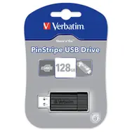 Verbatim Store 'n' Go PinStripe 128 GB, czarny / dysk flash / USB 2.0 / odczyt: 10 MB / zapis: 4 MB