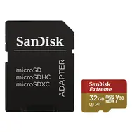 SanDisk Extreme microSDHC 32 GB + adapter / klasa 10 / UHS-I / U3 / odczyt: do 100 MB / zapis: do 60 MB / odpowiedni dla 4K