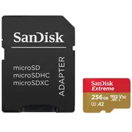 SanDisk Extreme microSDXC 256GB + adapter / Klasa 10 / UHS-I / odczyt: do 190 MB