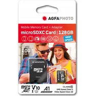 AGFAPHOTO MicroSDXC 128 GB + Adapter / R:100 MB/s / W:20 MB/s / Klasa 10 