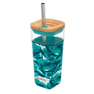Quokka Liquid Cube 540ml Kwiaty wodne / Słoik z pokrywką / szkło brosilikatowe
