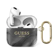 Etui Guess TPU z błyszczącego marmuru do Apple Airpods 3 w kolorze czarnym