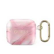 Błyszczące marmurowe etui Guess TPU do Apple Airpods 3, różowe