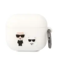 Silikonowe etui Karl Lagerfeld i Choupette do Apple Airpods 3 w kolorze białym