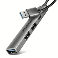Axagon HUE-STA, 4X USB ALU STRIP hub, 1x USB-A 5 Gb/s, 2x USB-A i 1x USB-C 480 Mb/s, kabel USB-A 12 cm