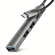 Axagon HUE-STC, 4X USB ALU STRIP hub, 1x USB-A 5 Gb/s, 2x USB-A i 1x USB-C 480 Mb/s, kabel USB-C 12 cm