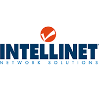 Logo marki Intellinet Network Solutions z pomarańczową ikoną zaznaczenia