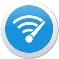 Niebieska ikona szybkiego połączenia Wi-Fi z symbolem sygnału i wskazówką prędkościomierza