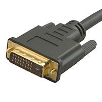 Czarny kabel ze złoconym złączem DVI-D do podłączenia monitora do komputera