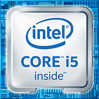 Logo procesora Intel Core i5 inside na tle układu komputerowego