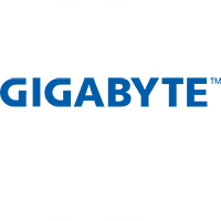 Logo marki GIGABYTE – niebieski napis na białym tle, producent komponentów komputerowych