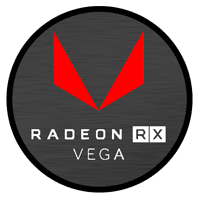 Logo AMD Radeon RX Vega – ikona karty graficznej na ciemnym tle