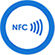 Ikona NFC (Near Field Communication) – niebieski okrągły symbol komunikacji zbliżeniowej