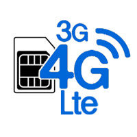 Ikona karty SIM z obsługą sieci mobilnych 3G, 4G i LTE