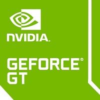 Logo NVIDIA GeForce GT – zielone tło z ikoną karty graficznej