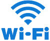 Ikona Wi-Fi – niebieski symbol połączenia bezprzewodowego z napisem Wi-Fi