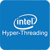 Ikona technologii Intel Hyper-Threading – logo na niebieskim tle