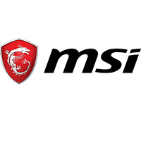 Logo producenta MSI – czerwona tarcza ze smokiem i czarny napis MSI