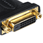 Przejściówka HDMI na DVI — czarny adapter z gniazdem HDMI po jednej stronie i złączem DVI po drugiej