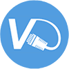 Ikona obsługi VLAN – niebieski okrągły symbol z literami VD i wtyczką sieciową