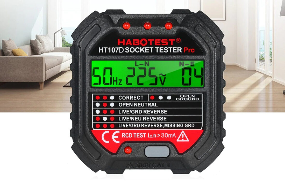 Habotest HT107D Tester zásuvek s digitálním displejem