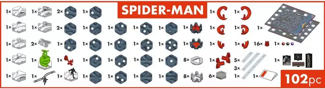 GraviTrax Spider-Man M - obsah balení 102 dílů