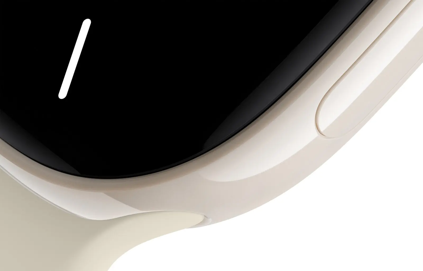 Detail perlově bílého keramického pouzdra Apple Watch Series 12